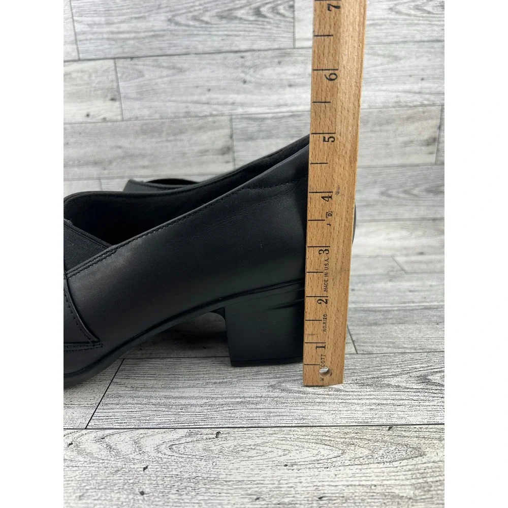 Clarks‎ Black Leather Cushion Soft Slip On Block Heel Pumps Women Size 11M